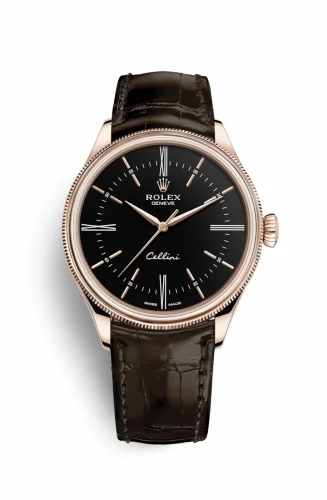 Rolex Cellini Time Everose / Black / Alligator Brown 50505-0008
