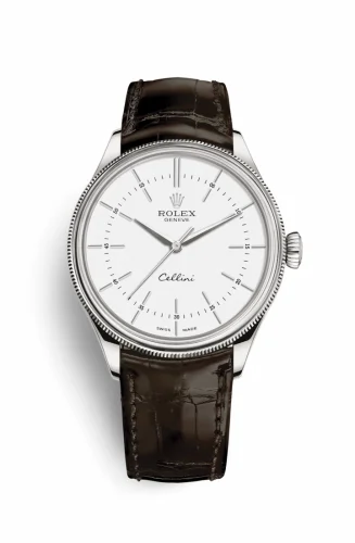 Rolex Cellini Time White Gold / White / Alligator Brown 50509-0017
