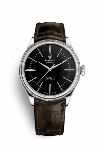 Rolex Cellini Time White Gold / Black / Alligator Brown 50509-0022