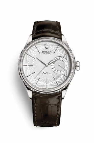 Rolex Cellini Date White Gold / Silver / Alligator Brown 50519-0012