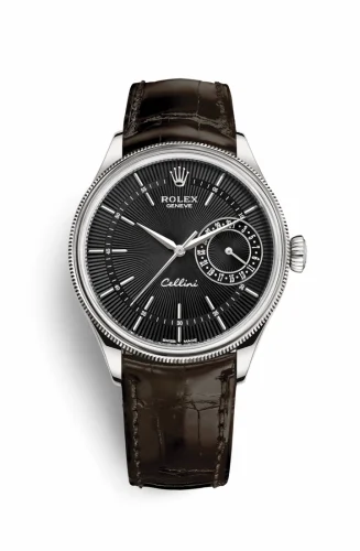 Rolex Cellini Date White Gold / Black / Alligator Brown 50519-0014