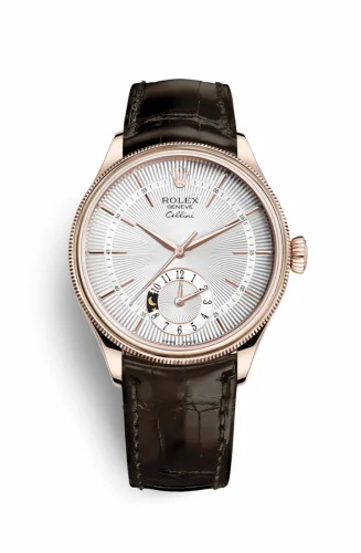 Rolex Cellini Dual Time Everose / Silver / Alligator Brown 50525-0008