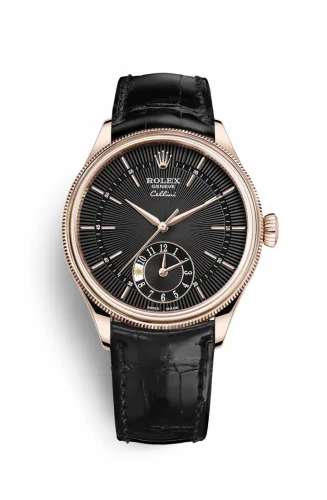 Rolex Cellini Dual Time Everose / Black / Alligator Black 50525-0011