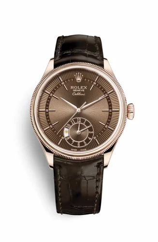 Rolex Cellini Dual Time Everose / Brown / Alligator Brown 50525-0015