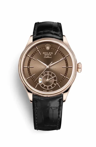 Rolex Cellini Dual Time Everose / Brown / Alligator Black 50525-0016