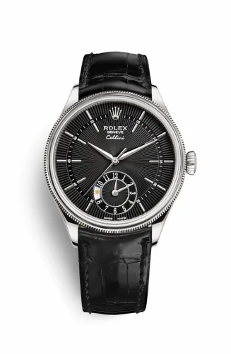 Rolex Cellini Dual Time White Gold / Black / Alligator Black 50529-0007