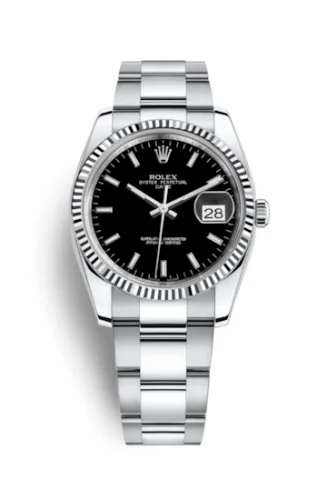 Rolex Oyster Perpetual Date 34 Stainless Steel Fluted / Oyster / Black 115234-0002