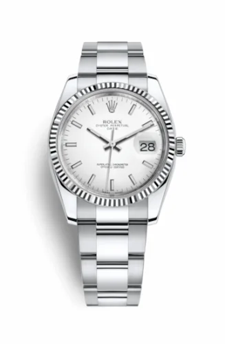 Rolex Oyster Perpetual Date 34 Stainless Steel Fluted / Oyster / White 115234-0003