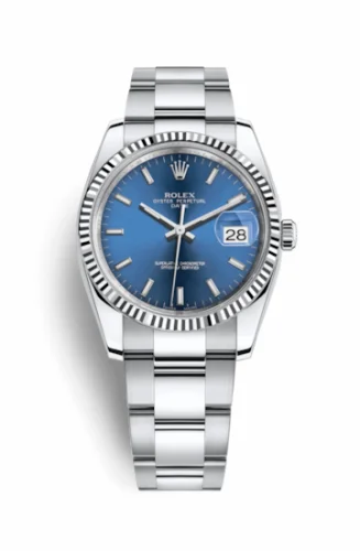 Rolex Oyster Perpetual Date 34 Stainless Steel Fluted / Oyster / Blue 115234-0004