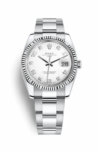 Rolex Oyster Perpetual Date 34 Stainless Steel Fluted / Oyster / White Arabic 115234-0010