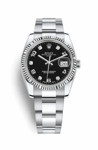 Rolex Oyster Perpetual Date 34 Stainless Steel Fluted / Oyster / Black Arabic 115234-0011