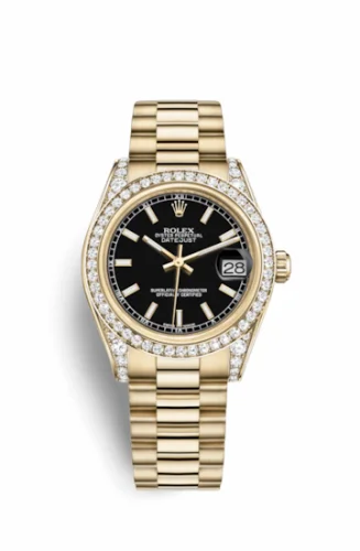 Rolex Datejust 31 Yellow Gold Diamond / President / Black 178158-0067