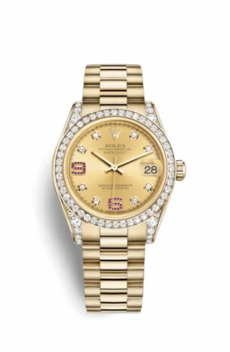 Rolex Datejust 31 Yellow Gold Diamond / President / Champagne Diamonds Rubies 178158-0070