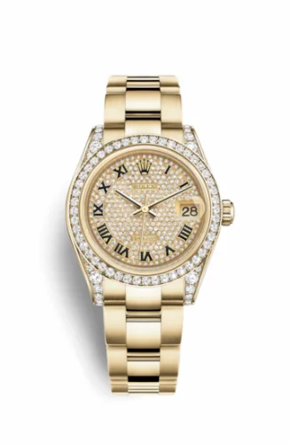 Rolex Datejust 31 Yellow Gold Diamond / Oyster / Paved Roman 178158-0084