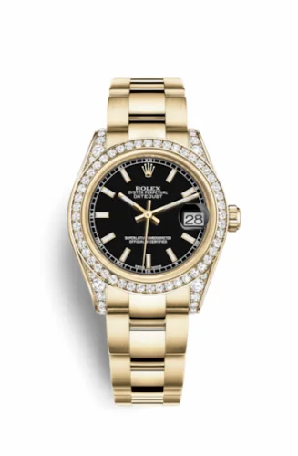 Rolex Datejust 31 Yellow Gold Diamond / Oyster / Black 178158-0089