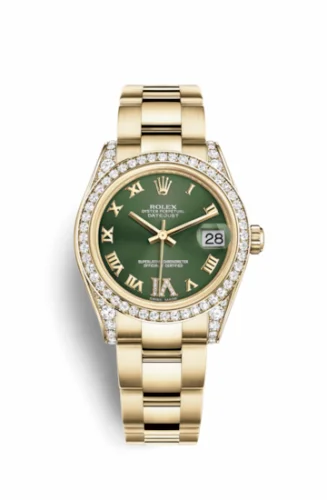 Rolex Datejust 31 Yellow Gold Diamond / Oyster / Olive Roman 178158-0092