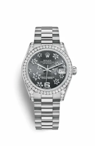 Rolex Datejust 31 White Gold Diamond / President / Dark Rhodium Floral 178159-0053