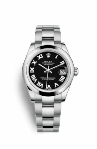 Rolex Datejust 31 Stainless Steel Domed / Oyster / Black Roman 178240-0034