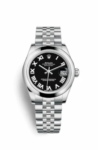 Rolex Datejust 31 Stainless Steel Domed / Jubilee / Black Roman 178240-0035