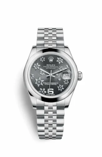 Rolex Datejust 31 Stainless Steel Domed / Jubilee / Dark Rhodium Floral 178240-0039