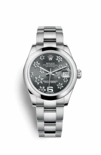 Rolex Datejust 31 Stainless Steel Domed / Oyster / Dark Rhodium Floral 178240-0040
