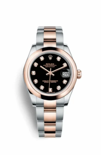 Rolex Datejust 31 Rolesor Everose Domed / Oyster / Black Diamond 178241-0015