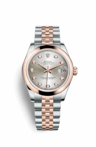 Rolex Datejust 31 Rolesor Everose Domed / Jubilee / Silver Diamonds 178241-0046