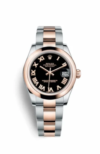 Rolex Datejust 31 Rolesor Everose Domed / Oyster / Black Roman 178241-0061