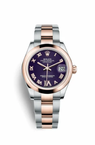 Rolex Datejust 31 Rolesor Everose Domed / Oyster / Purple Roman 178241-0073