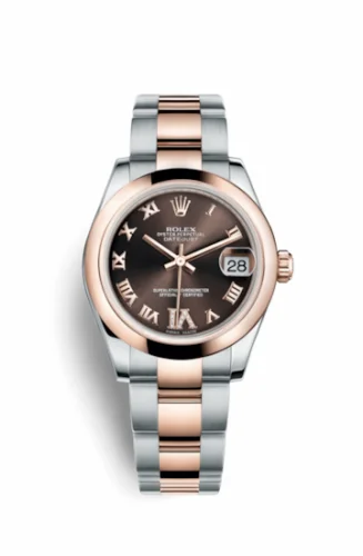 Rolex Datejust 31 Rolesor Everose Domed / Oyster / Chocolate Roman 178241-0074