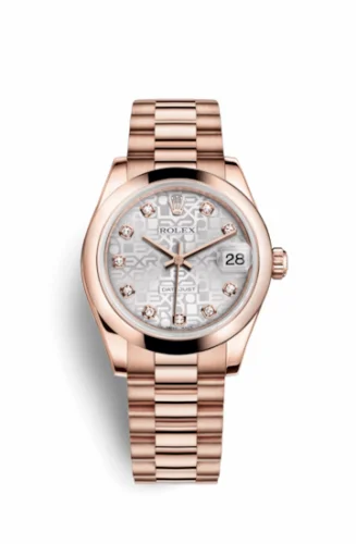 Rolex Datejust 31 Everose Domed / President / Silver Computer 178245f-0006