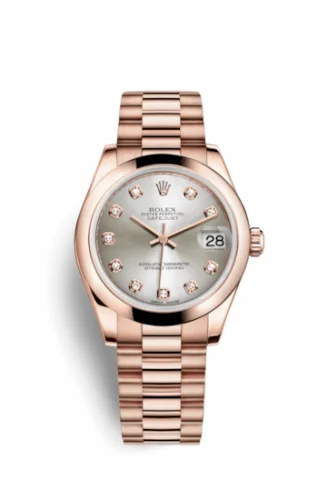 Rolex Datejust 31 Everose Domed / President / Silver Diamond 178245f-0016