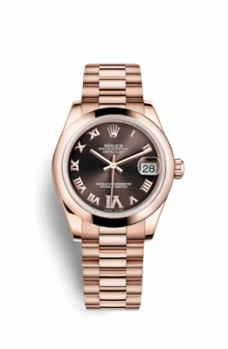 Rolex Datejust 31 Everose Domed / President / Chocolate Roman 178245f-0032