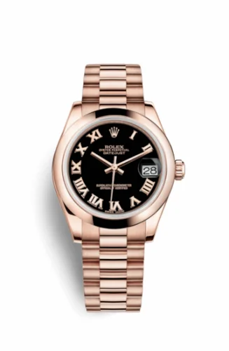 Rolex Datejust 31 Everose Domed / President / Black Roman 178245f-0037