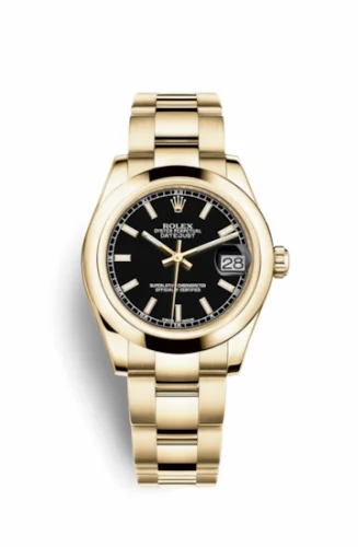 Rolex Datejust 31 Yellow Gold Domed / Oyster / Black 178248-0019