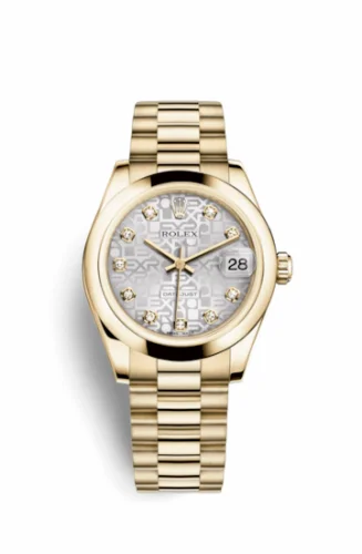 Rolex Datejust 31 Yellow Gold Domed / President / Silver Computer 178248-0031