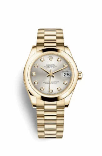 Rolex Datejust 31 Yellow Gold Domed / President / Silver Diamonds 178248-0039