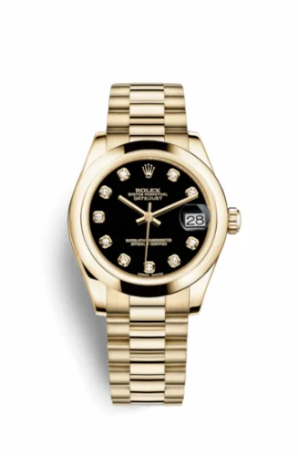 Rolex Datejust 31 Yellow Gold Domed / President / Black Diamond 178248-0050