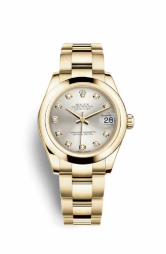 Rolex Datejust 31 Yellow Gold Domed / Oyster / Silver Diamonds 178248-0054