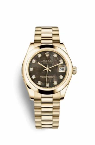 Rolex Datejust 31 Yellow Gold Domed / President / Black MOP 178248-0074