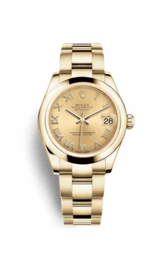 Rolex Datejust 31 Yellow Gold Domed / Oyster / Champagne Roman 178248-0079