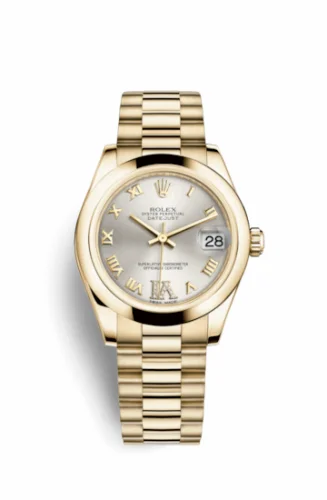 Rolex Datejust 31 Yellow Gold Domed / President / Silver Roman 178248-0083
