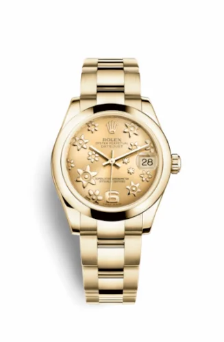 Rolex Datejust 31 Yellow Gold Domed / Oyster / Champagne Floral 178248-0085