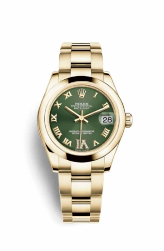 Rolex Datejust 31 Yellow Gold Domed / Oyster / Olive Roman 178248-0086