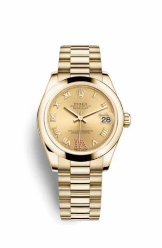 Rolex Datejust 31 Yellow Gold Domed / President / Champagne Roman 178248-0087
