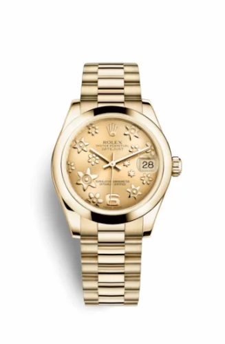 Rolex Datejust 31 Yellow Gold Domed / President / Champagne Floral 178248-0093