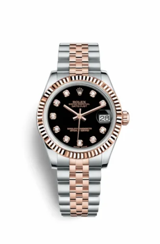 Rolex Datejust 31 Rolesor Everose Fluted / Jubilee / Black Diamond 178271-0017