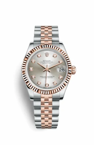 Rolex Datejust 31 Rolesor Everose Fluted / Jubilee / Silver Diamond 178271-0030