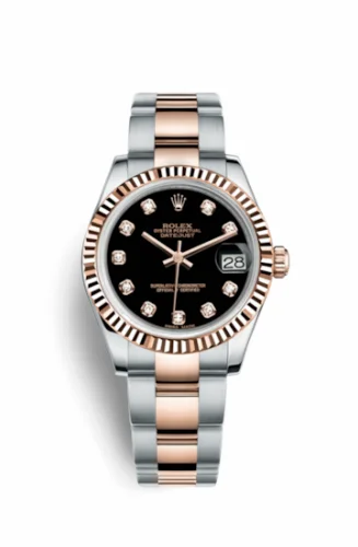 Rolex Datejust 31 Rolesor Everose Fluted / Oyster / Black Diamond 178271-0049
