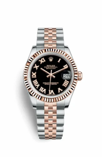 Rolex Datejust 31 Rolesor Everose Fluted / Jubilee / Black Roman 178271-0065